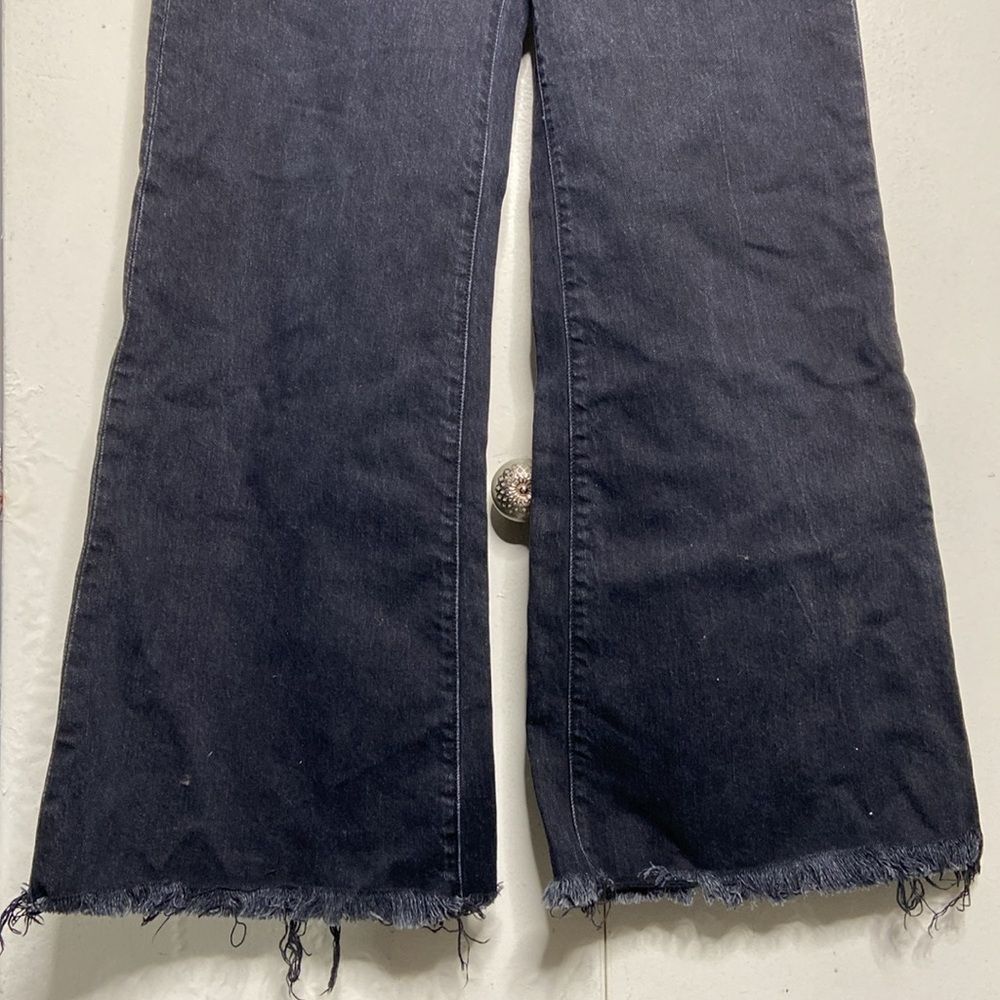 Mother Patch Pocket Roller Ankle Jeans Women 28 Black who’s sorry now Wide Leg - Picture 5 of 9